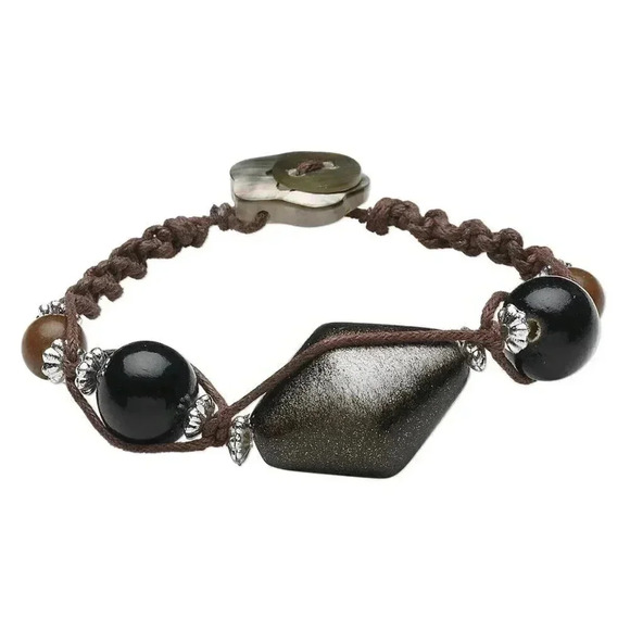 Handcrafted Philippines Black Lip Shell Tambaba Wood Shell Clasp Bracelet - Picture 1 of 1